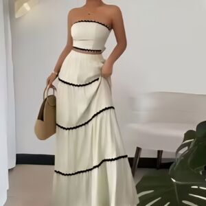 White Blouse with Black Trim